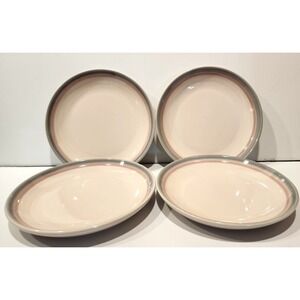 Vintage Pfaltzgraff Aura Pink &Gray Bands Salad/Bread Plates 6 7/8"  Set of 4